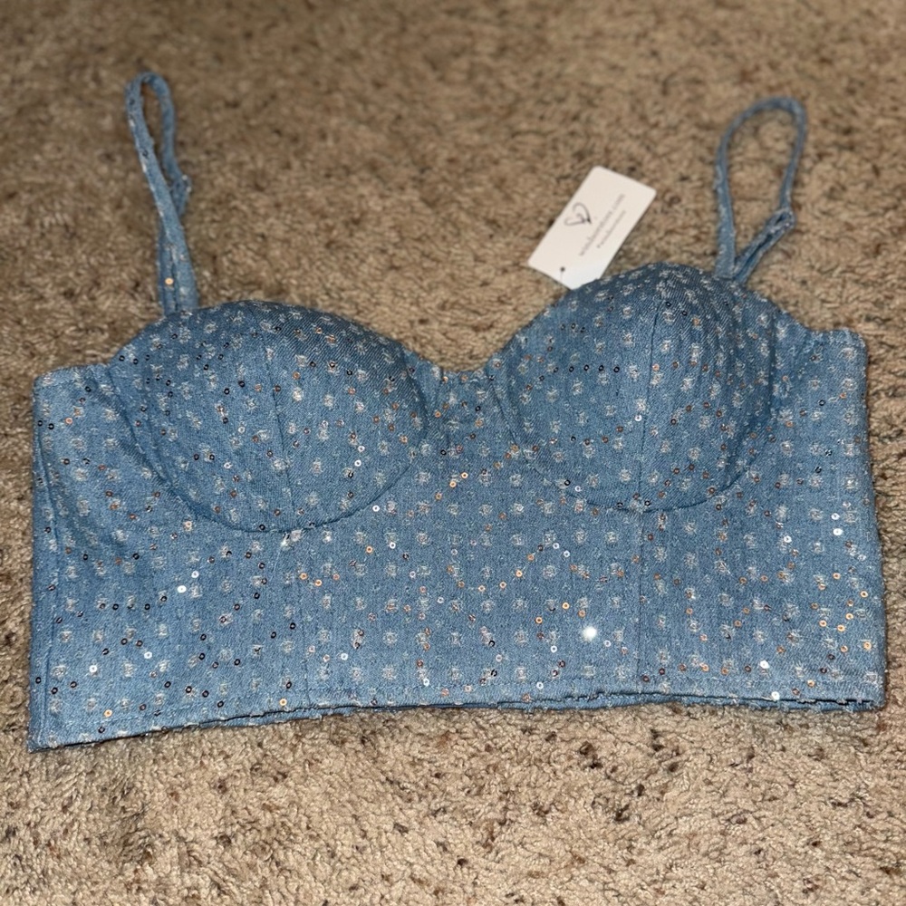 sequence denim corset top